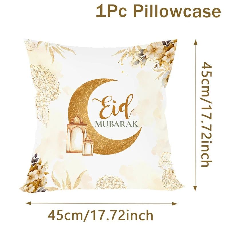 Eid Mubarak Cushion Cover Pillow Case Ramadan Kareem Decoration For Home 2025 Muslim Islam Party Decor Gift Eid Al Adha Supplies