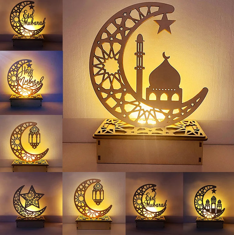 Ramadan Decoration Festival Wooden Moon Star Lights Deco Bedroom Decoration Ramadan 2023 Ramadan Party Lighting Decorative Lamps