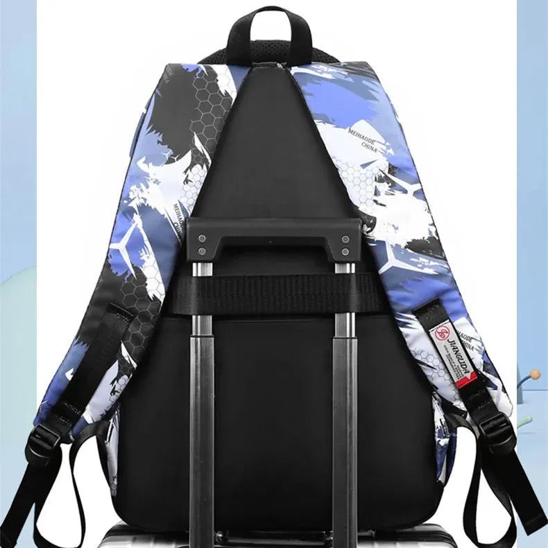 2pcs Football Printing Cool Backpacks With Chest Bag Capacity Rucksack Girl Boys Simple Shoulder Bags High School Schoolbags