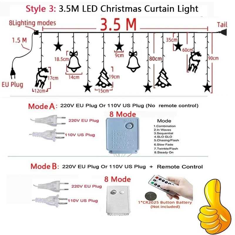 Star Moon Led Curtain Garland String Light EID Mubarak Ramadan Decoration for Christmas Home 2025 Islam Muslim E