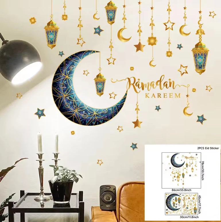 Eid Mubarak Wall Window Stickers Ramadan Decorations for Home 2025 Ramadan Kareem Islamic Muslim Party Decor Eid Mubarak Gifts