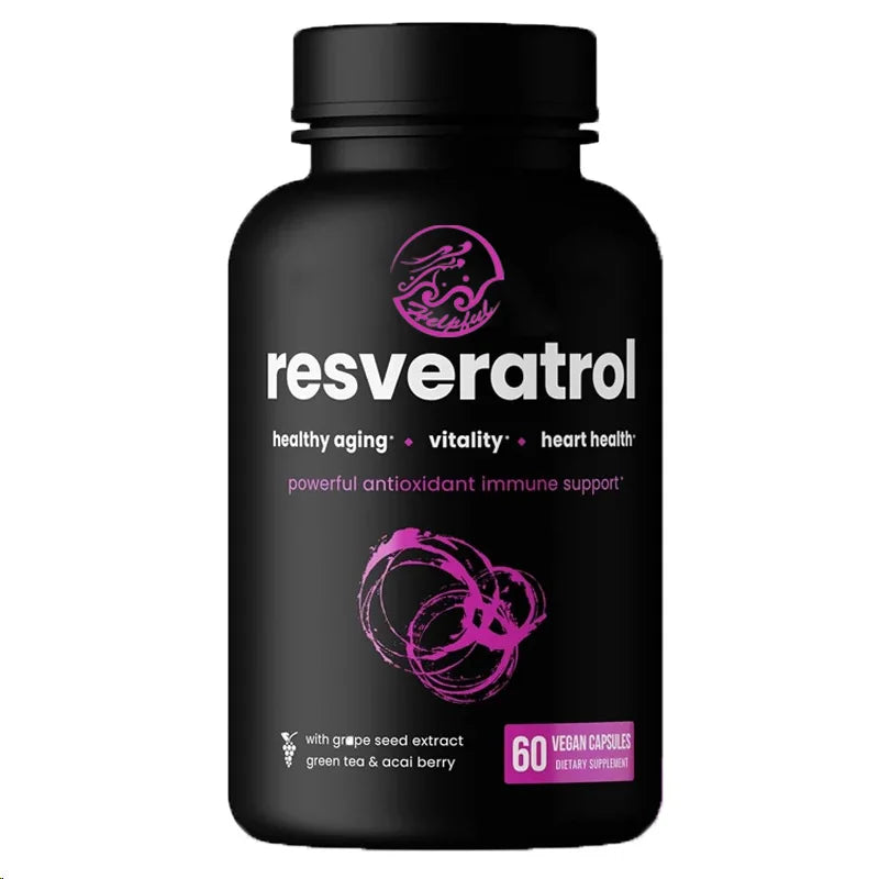 Resveratrol Supplement 60 Pure Plant Capsules with Trans Resveratrol, Green Tea, Raspberry and Grape Seed Extracts