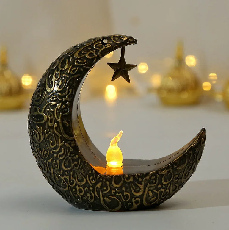 Eid Mubarak Starry Moon Led Candlestick Ramadan Kareem Moon Star Castle Light Happy Eid Mubarak Party 2025 Islamic Muslim Decor