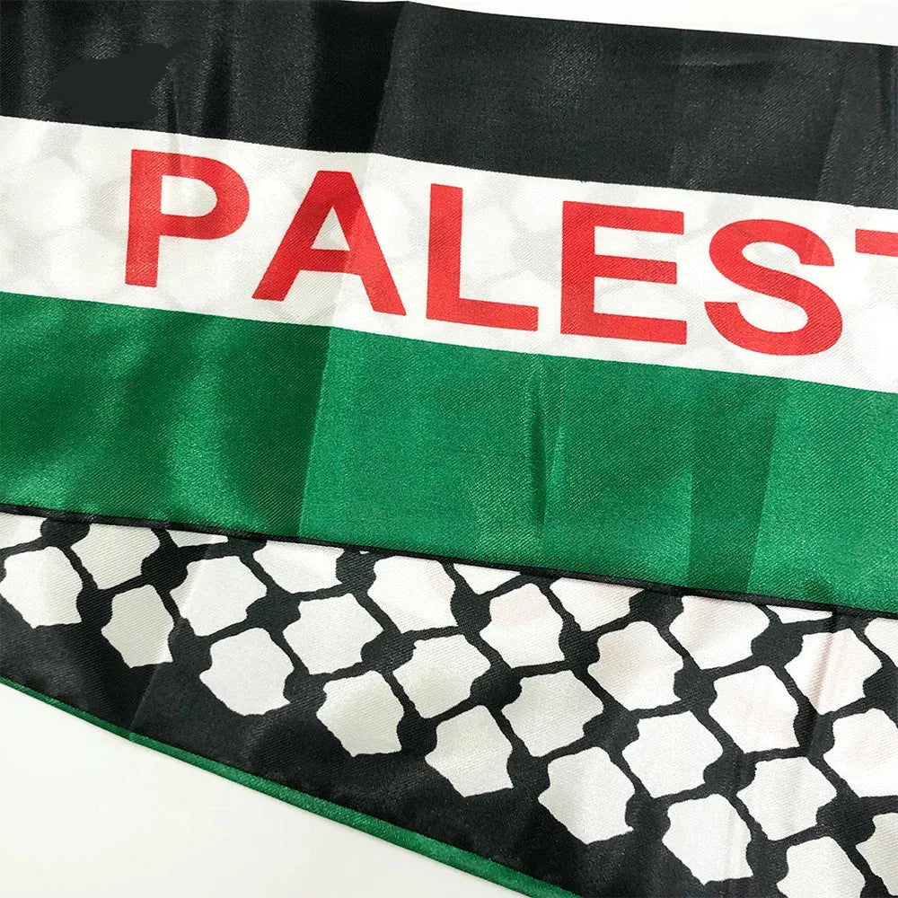 zwjflagshow 14*130cm Palestine flag Custom Scarf football team Scarf Printing Satin Palestinian Flag Scarf