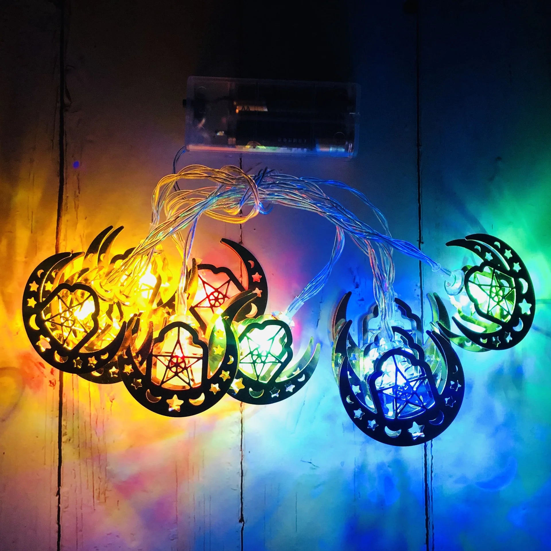 Ramadan Decoration Plastic Lantern Led String Lights Ramadan Kareem Decor Eid Mubarak Gift Al-Fitr Eid Festival Party Supplies