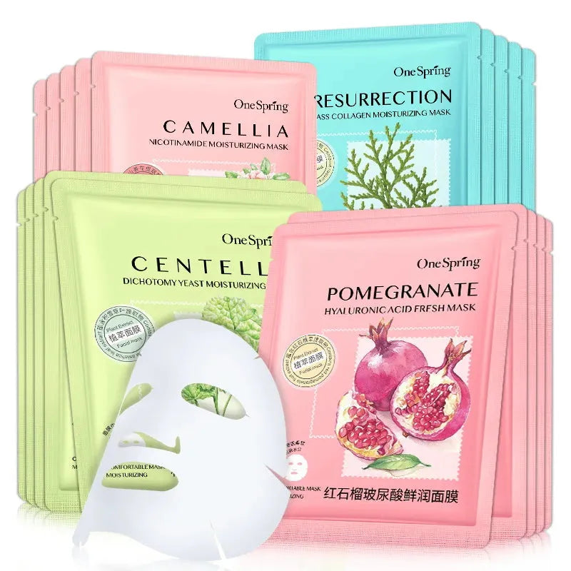 20Pcs Face Mask Combination Camellia Nicotinamide Facial Mask Moisturizing Oil Control Shrink Pores Face Sheet Mask Skin Care