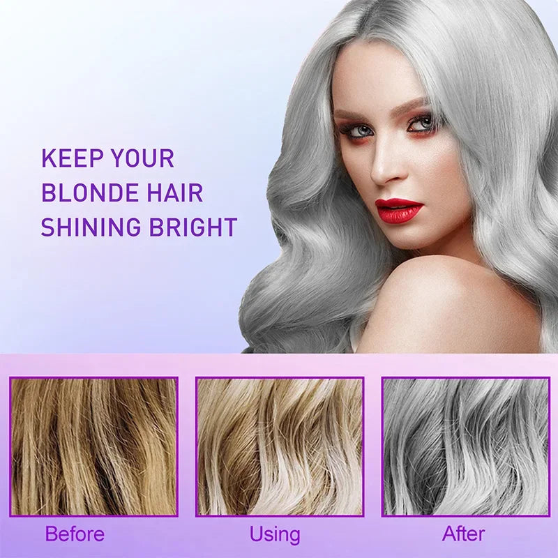 30ML Gray Color Fixing Hair Dye Shampoo Cover Gray Hair Fade Yellow After Bleach Hair Shampoo Non-irritating Purple Shampoo