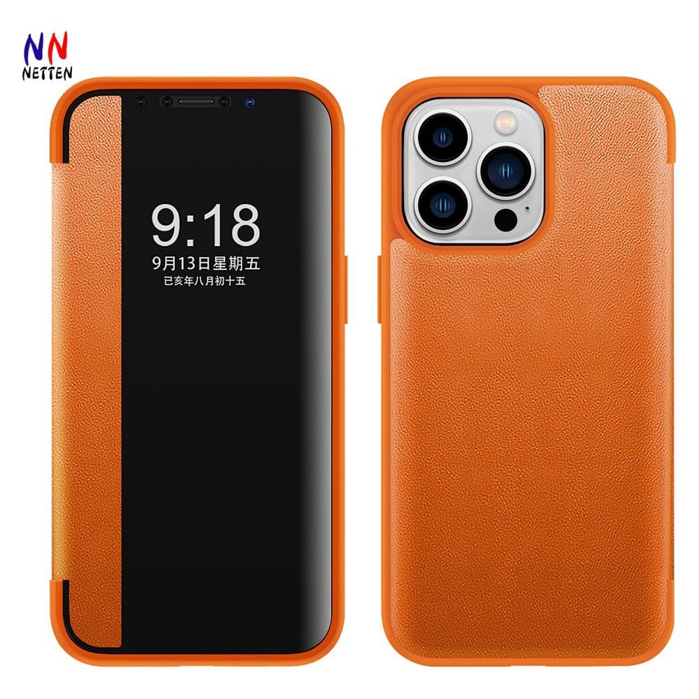 Smart View Flip Cover Leather Phone Case for iPhone 15 13 12 11 14 Pro Max mini 14 Plus 7 8 XR XSMAX Cover Funda - Jointcorp