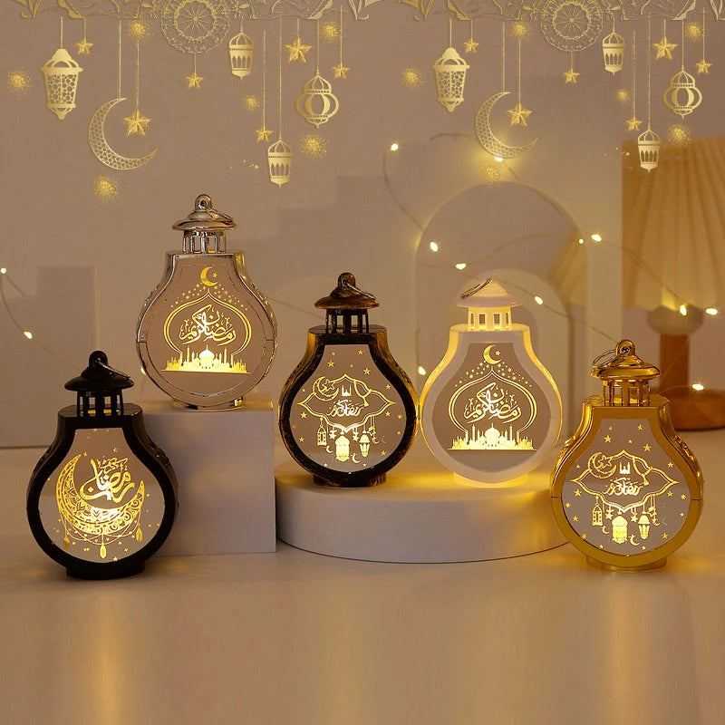 Ramadan Lantern Light Eid Mubarak Ornaments Decoration for Home 2024 Islamic Muslim Party Supplies Artificial Fake Candles Led