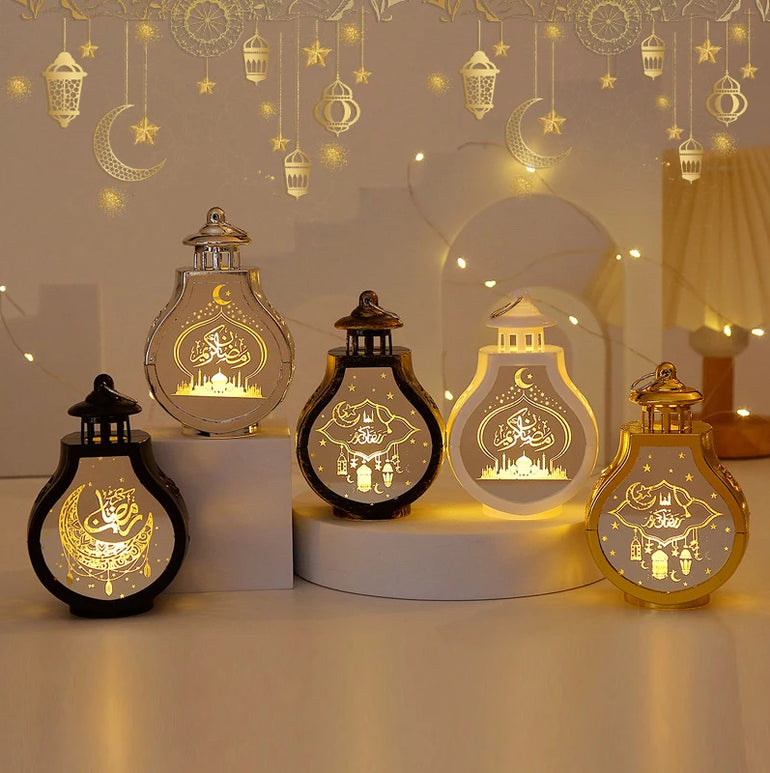 Ramadan Lantern Light Eid Mubarak Ornaments Decoration for Home 2024 Islamic Muslim Party Supplies Artificial Fake Candles Led