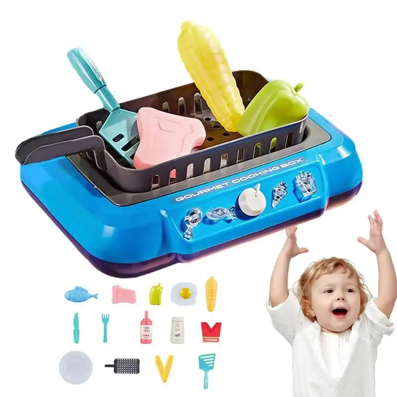 Kitchen Gourmet Cooking Box Toy Kitchen Play Box Toy For Kids Color Changing Pretend Play Gourmet Cooking Box Toy Water Fryer