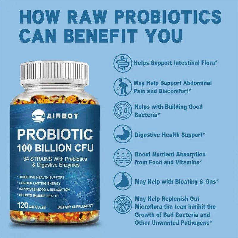 Probiotics 100 Billion CFU - Good for Gut Health, Relieves Bloating, Improves Mood and Relaxation