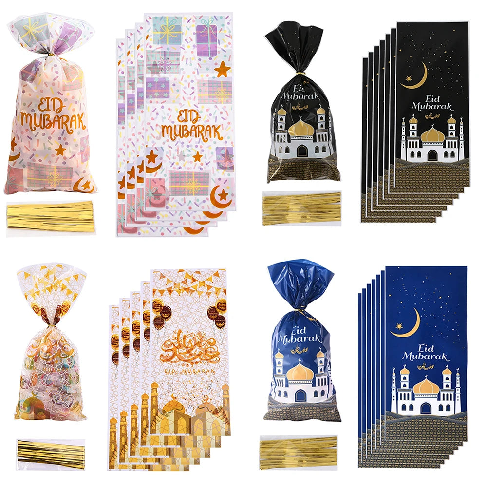 50/100pcs Ramadan Goodie Bags,Eid Mubarak Sweets Bags,Eid Gifts For Islamic Muslim,Eid Al-Fitr Candy Bags Ramadan Kareem Decor