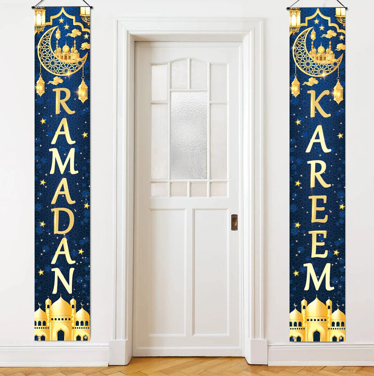 Ramadan Decoration 2025 Door Banner EID Mubarak Decor for Home Porch Banner Ramadan Kareem Islamic Muslim Party Eid Al-Fitr Gift