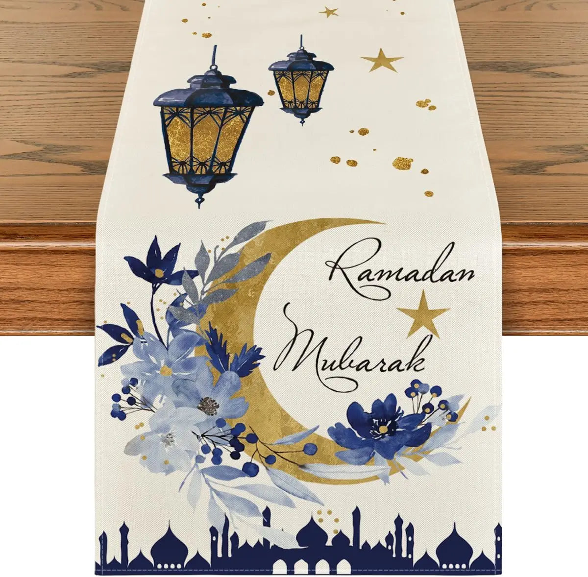 Ramadan Castle Lantern Flower Linen Table Runner Party Decor Ramadan Eid Kitchen Dining Table Runners Dresser Scarf Table Decor