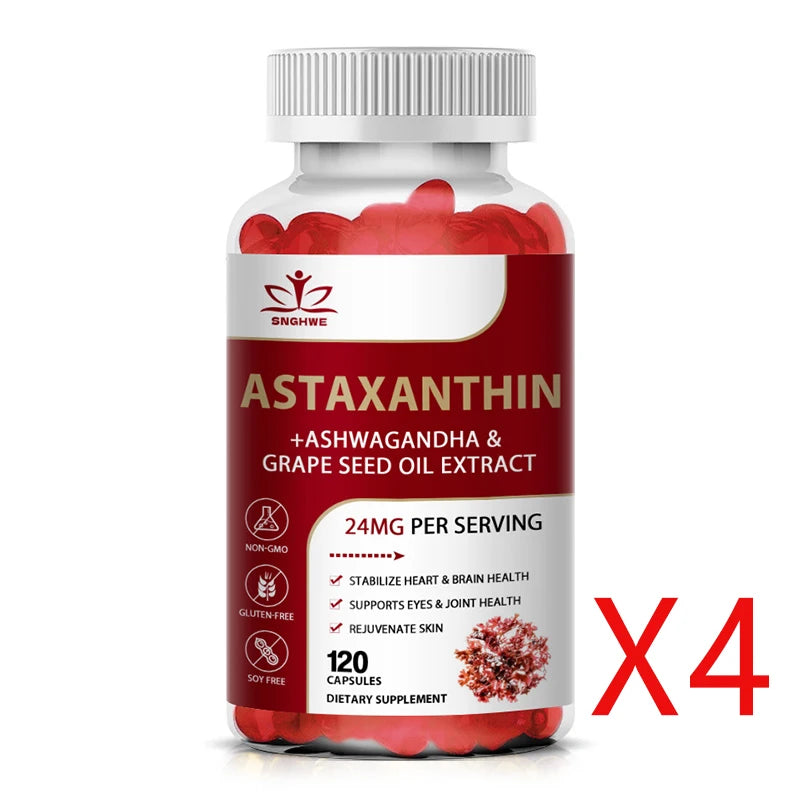 SNGHWE 24mg Astaxanthin Capsules Improves Eye, Joint, Skin Health And Energy Levels-Supports Heart Health, Immune System