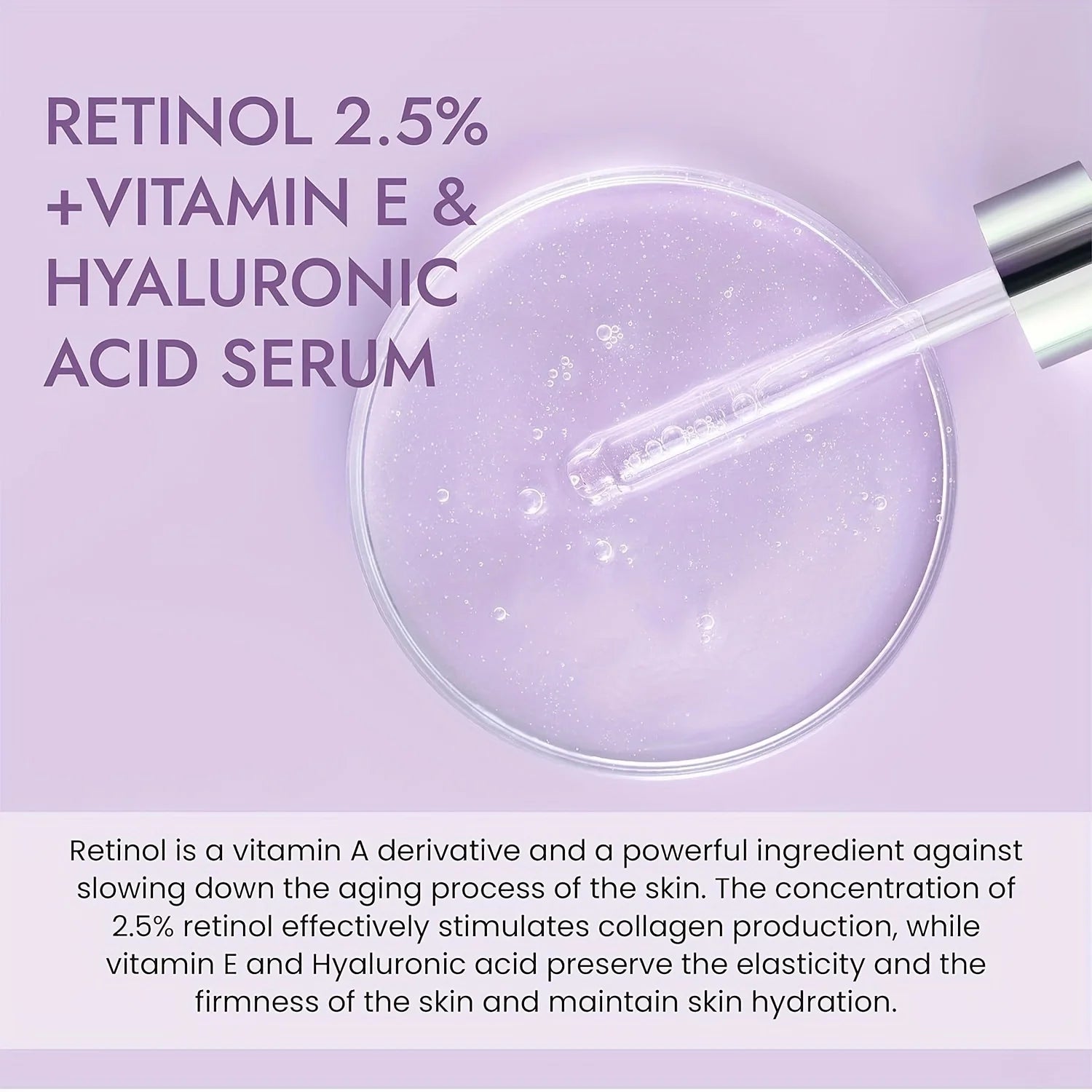 2.5% Retinol Face Serum with Hyaluronic Acid Vitamin E Hydrating Rejuvenating Firming Wrinkle Serum