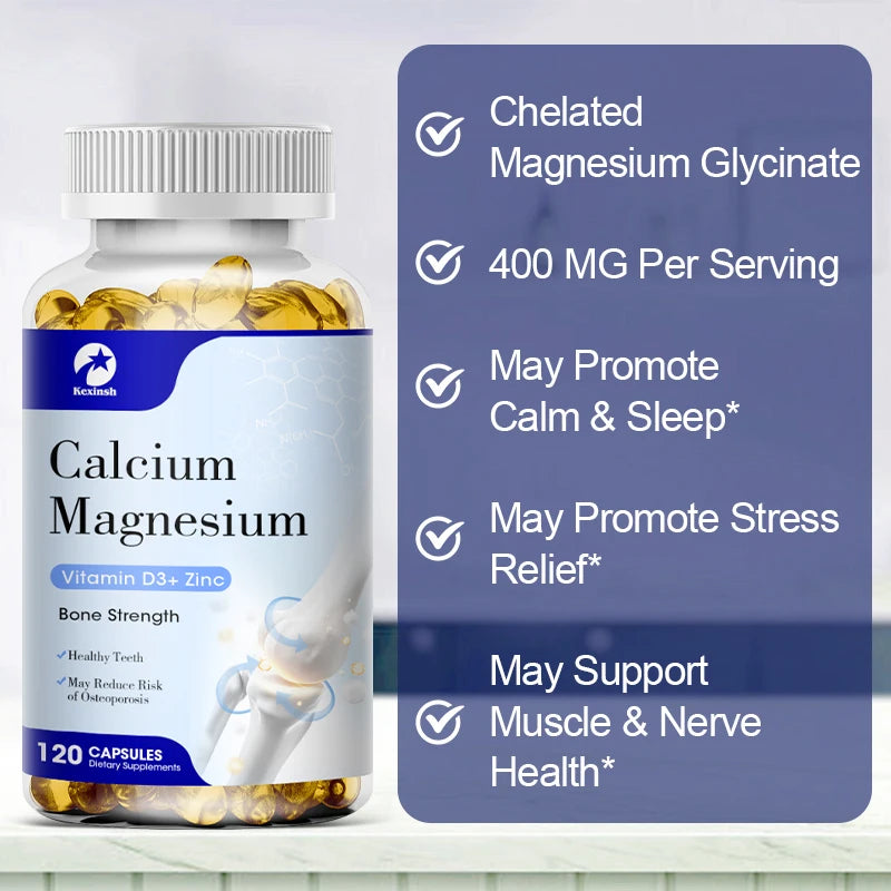 Kexinsh Calcium Magnesium Zinc with Vitamin D3 Capsules Strong Bones Protect Joints Immune Booster Increase Immune System