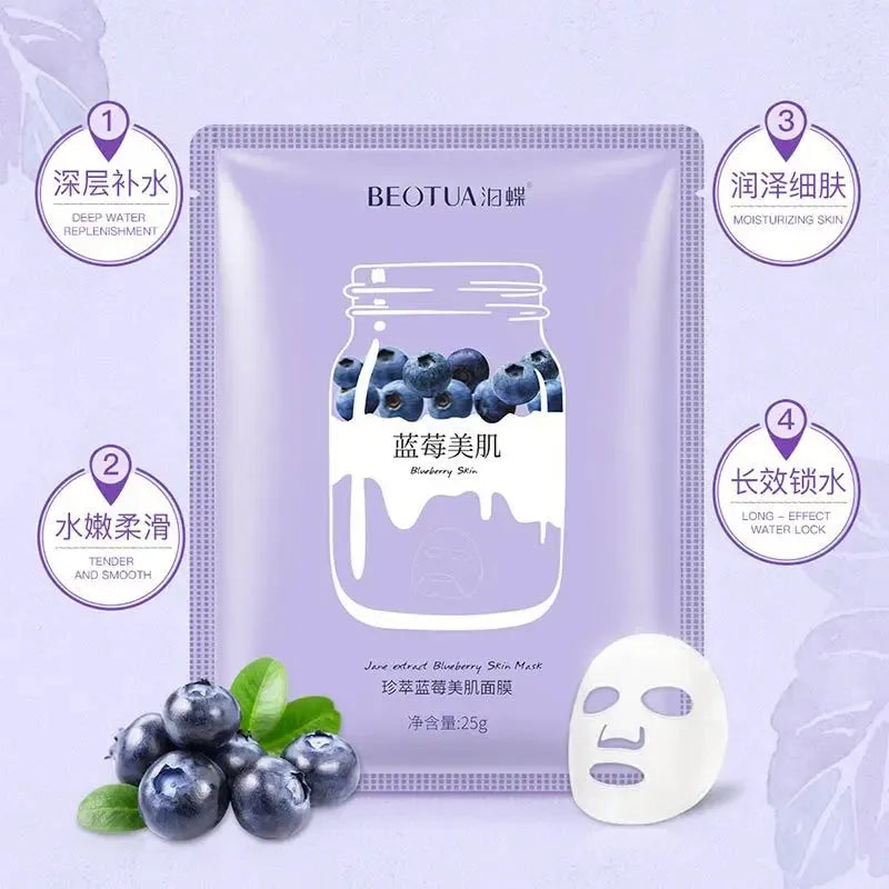 15pcs BEOTUA Fresh Fruit Face Mask Hyaluronic Acid Hydrating Facial Mask Moisturizing Firming Face Masks Skin Care