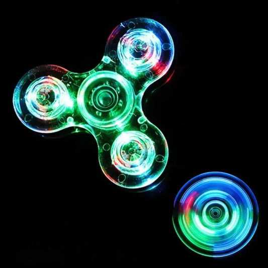 Transparent Luminous LED Light Fidget Spinner Hand Top Spinners Glow In Dark Light EDC Figet Spiner Finger Stress Relief Toys