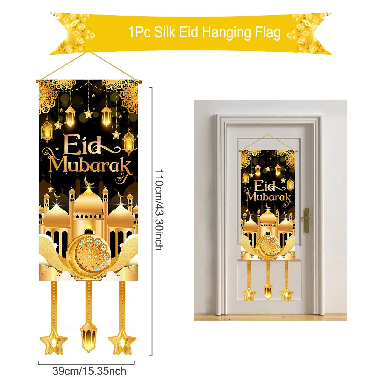 Eid Mubarak Decoration 2025 Hanging Flag Ramadan For Home Door Islamic Muslim Party Decor Ramadan Kareem Banner Eid Al-Fitr Gift