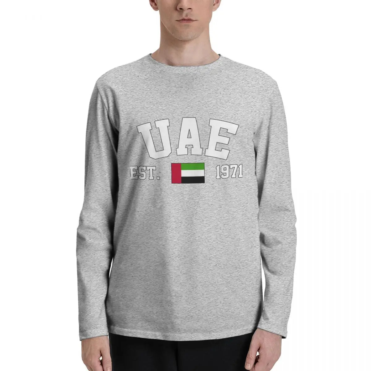 100% Cotton United Arab Emirates Flag With EST. Year Long Sleeve Autumn T shirts Men Women Unisex Clothing LS T-Shirt Tops Tees