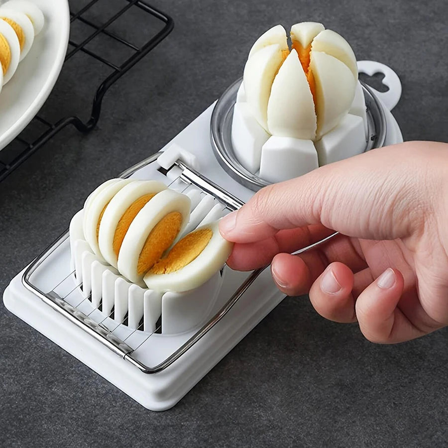 Multifunctional PP Base egg cutter 2-in-1 stainless steel wire pull egg cutter for hanging high-quality kitchen accessory tools