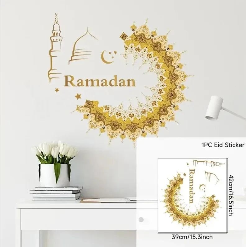 Eid Mubarak Wall Window Stickers Ramadan Decorations for Home 2025 Ramadan Kareem Islamic Muslim Party Decor Eid Mubarak Gifts