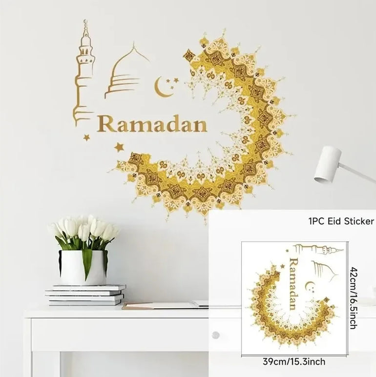 Eid Mubarak Wall Window Stickers Ramadan Decorations for Home 2025 Ramadan Kareem Islamic Muslim Party Decor Eid Mubarak Gifts