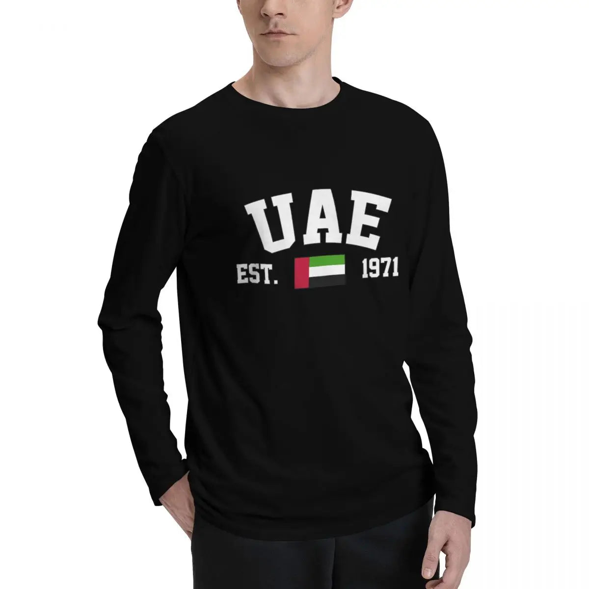 100% Cotton United Arab Emirates Flag With EST. Year Long Sleeve Autumn T shirts Men Women Unisex Clothing LS T-Shirt Tops Tees