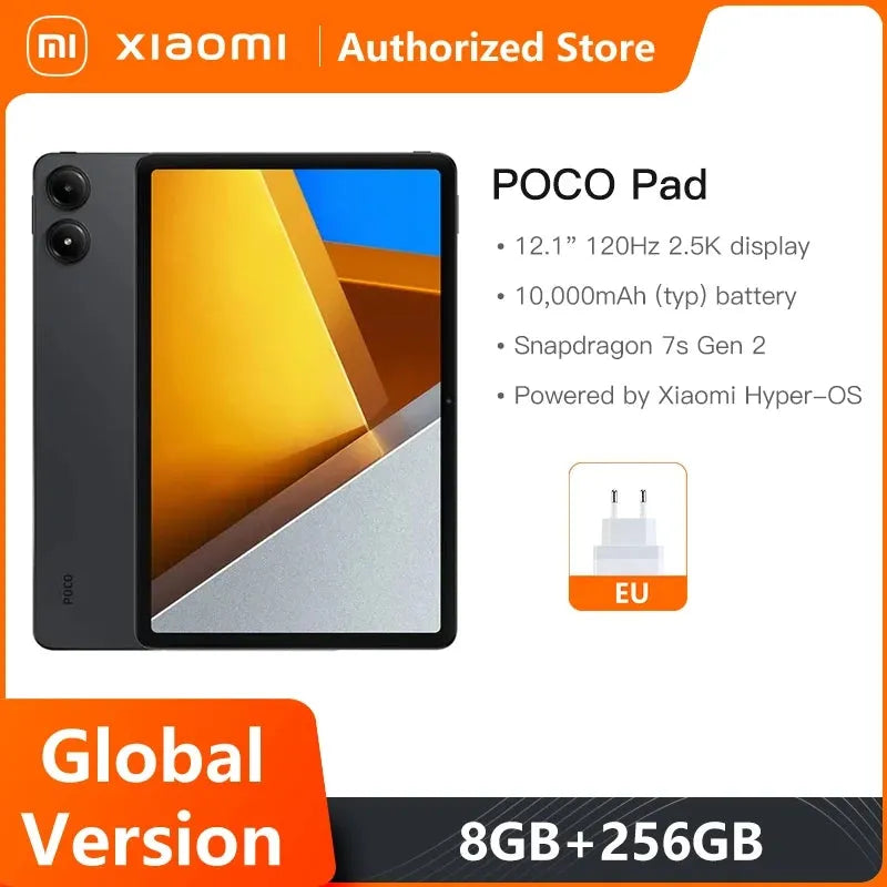 POCO Pad Global Version 12.1'' 2.5K Display Tablet Snapdragon 7s Gen 2 Octa core 10000mAh Battery 33W Charging