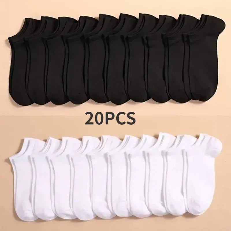 10 Pairs Unisex Casual Plain Color Boat Socks Thin Breathable Comfy Anti Odor Sweat-absorbing Low Cut Ankle Socks For Men Women