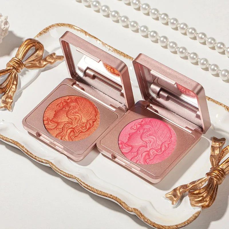 Shiny Fairy Embossed Monochrome Blush Natural Nude Beauty Makeup Blush Mineral Rouge All-in-one Blush Powder 3g