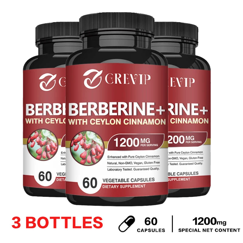 Berberine with Ceylon Cinnamon Capsules - Cardiovascular and Digestive Health, Supports Immune System, Antioxidant