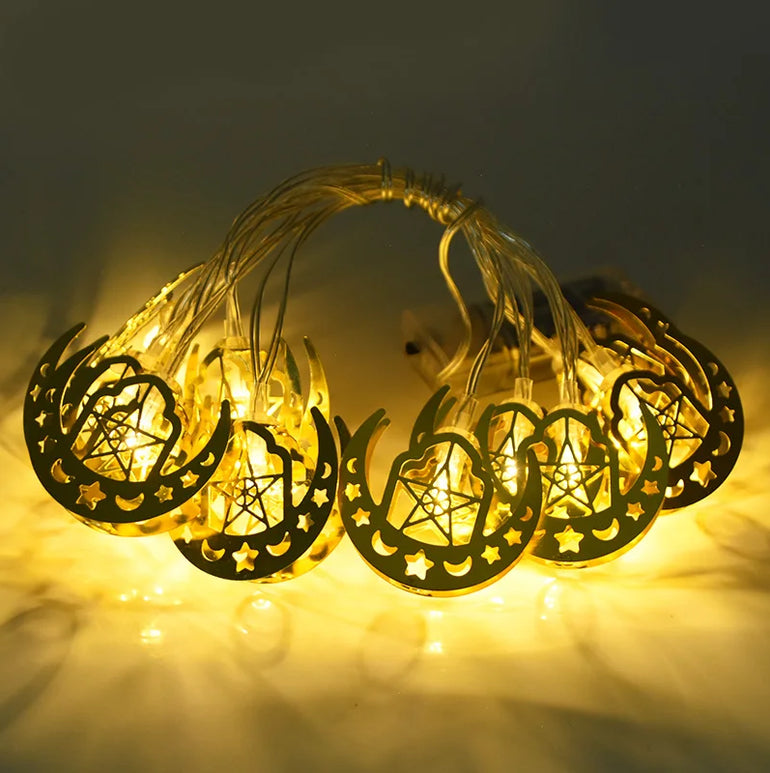 Ramadan Decoration Plastic Lantern Led String Lights Ramadan Kareem Decor Eid Mubarak Gift Al-Fitr Eid Festival Party Supplies