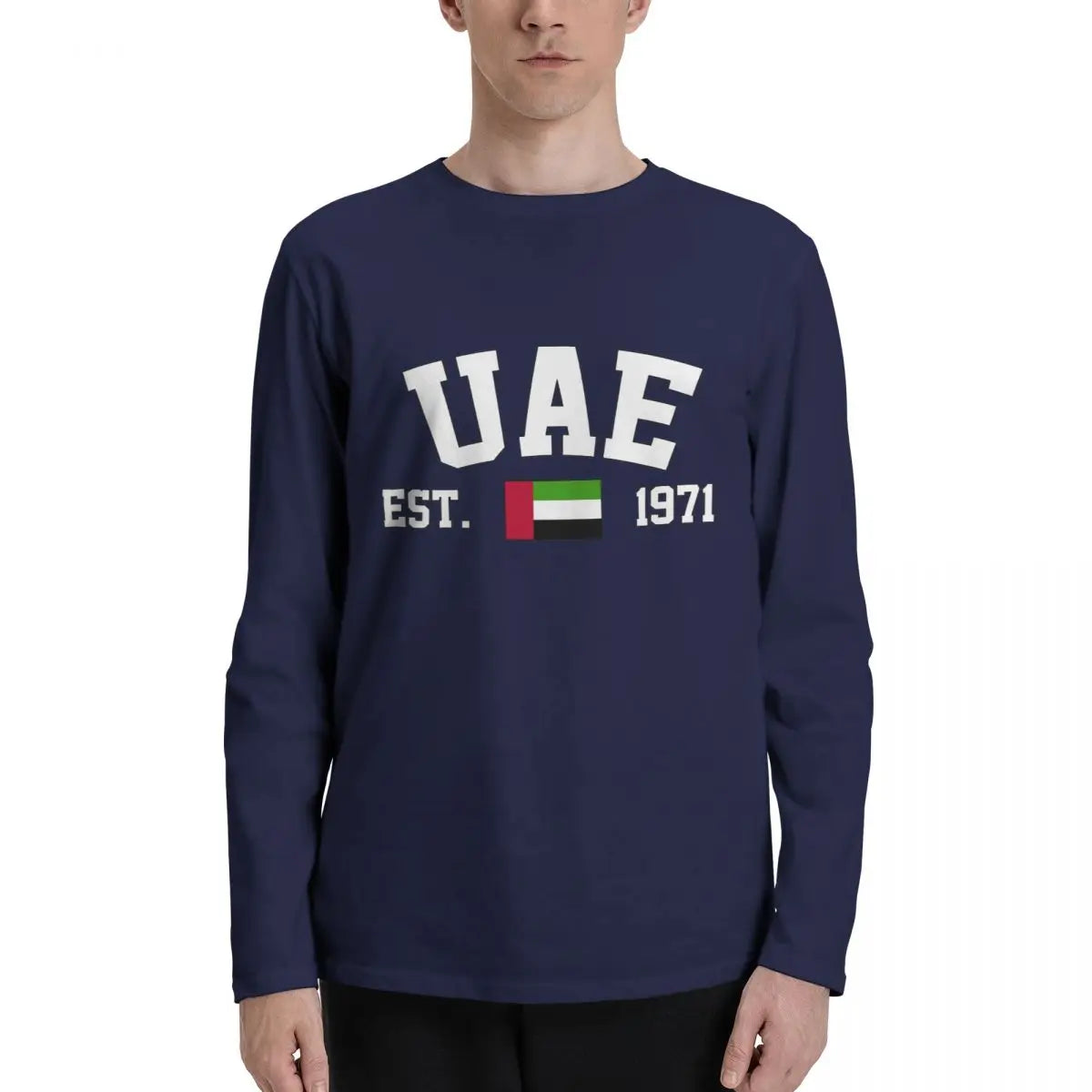 100% Cotton United Arab Emirates Flag With EST. Year Long Sleeve Autumn T shirts Men Women Unisex Clothing LS T-Shirt Tops Tees