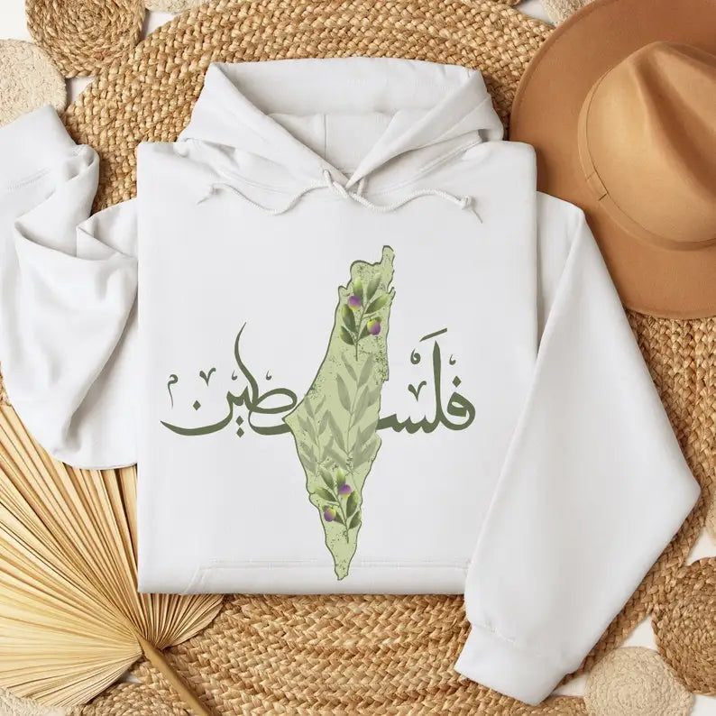 New in Hoodies & Sweatshirts Palestine Olive Hoodie Arabic Calligraphy Palestine Hoodies Indipendence Gift Palestinian Clothing