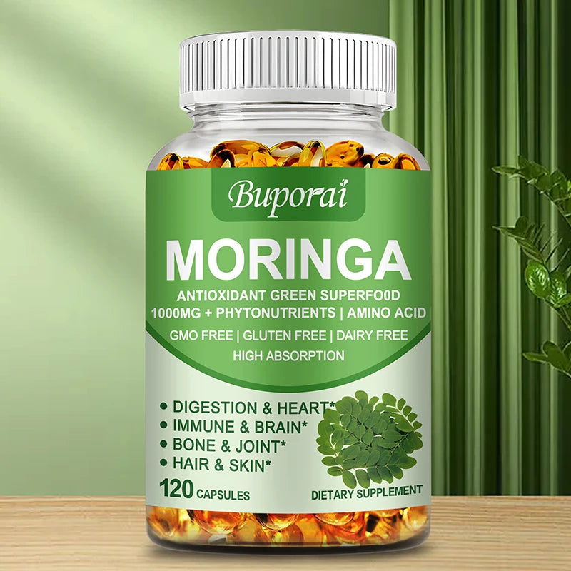 Moringa Capsules 1000mg - Supports Immune and Digestive Health, Boosts Energy Levels, Antioxidant