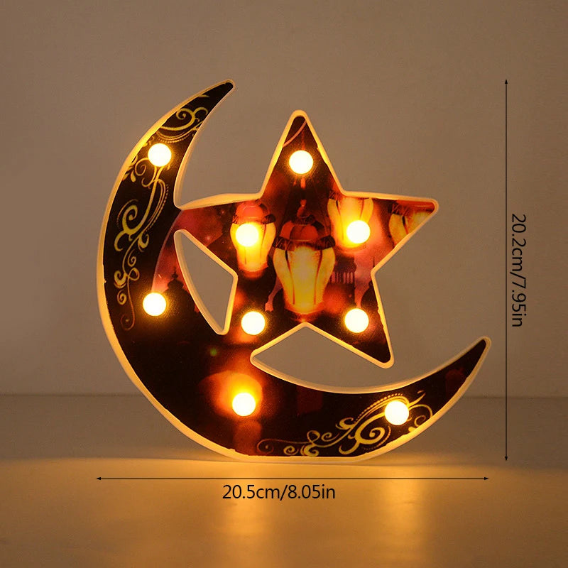 Ramadan LED Star Moon Light Lantern Eid Mubarak Home Table Decoration Ornaments 2025 Islam Muslim Festival Party Decor Eid Gifts