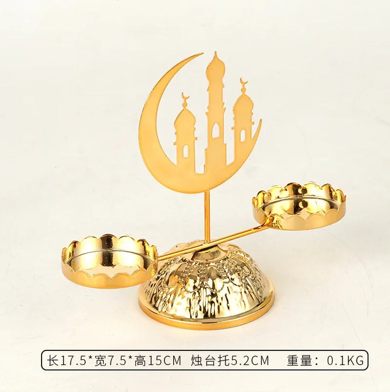 Eid Mubarak Candle Holder Metal Ramadan Home Decoration 2025 Room Dining Table Ornament Kareem Islam Muslim Party Supplies Gift