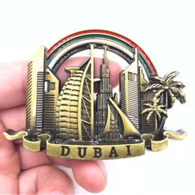 Dubai Travelling Souvenirs Metallic Fridge Magents UAE Tourist Souvenirs Metal Magnetic Sticketrs for Message Board Home Decor