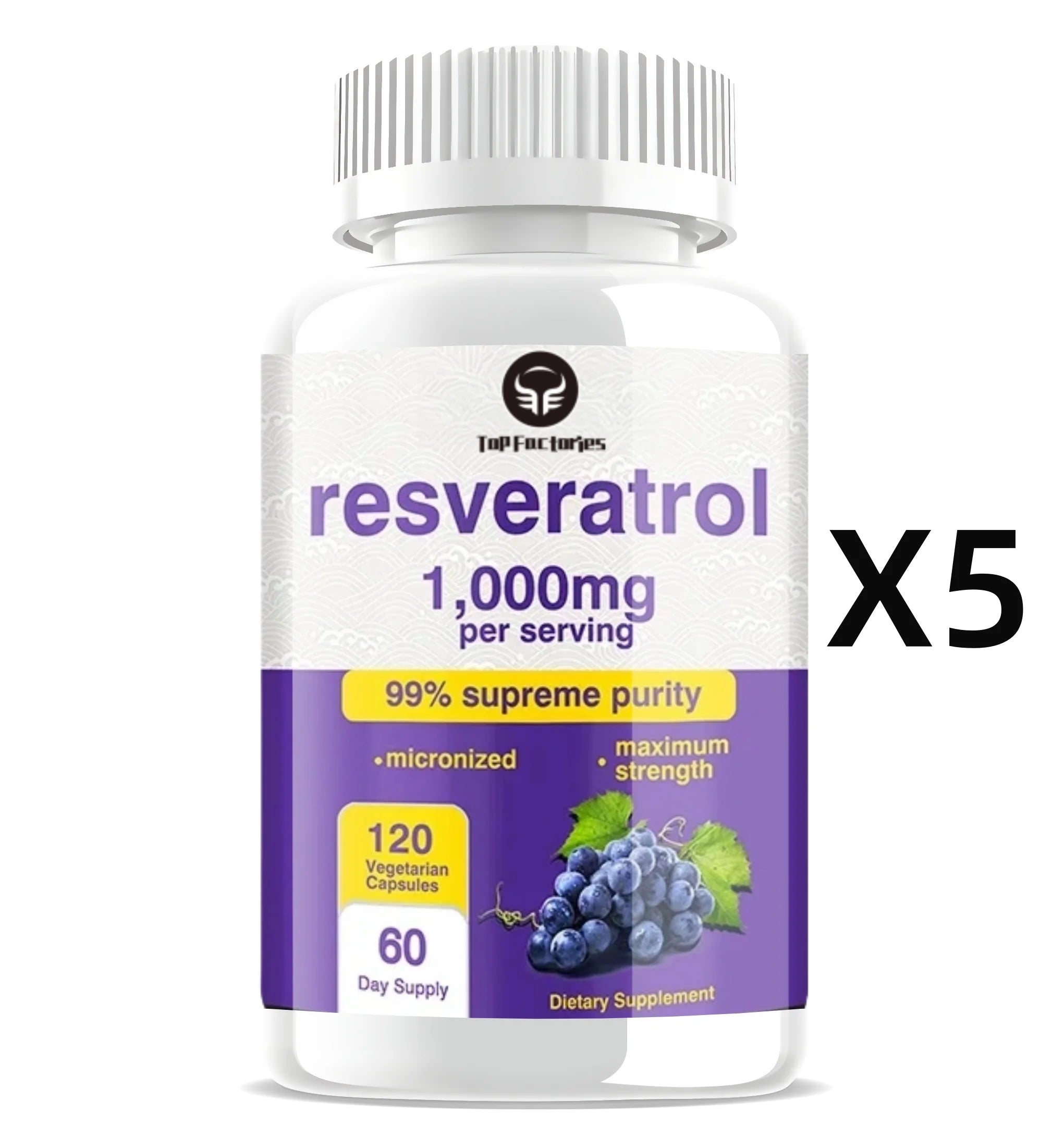 Resveratrol Supplement - Anti-aging, Cardiovascular & Joint Support, Skin