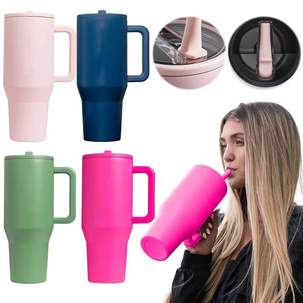 40oz Double Vacuum Insulated Mug with Lid & Straw Insulated Water Bottle Leakproof Thermal Coffee Car Cup for Cold Hot Beverages