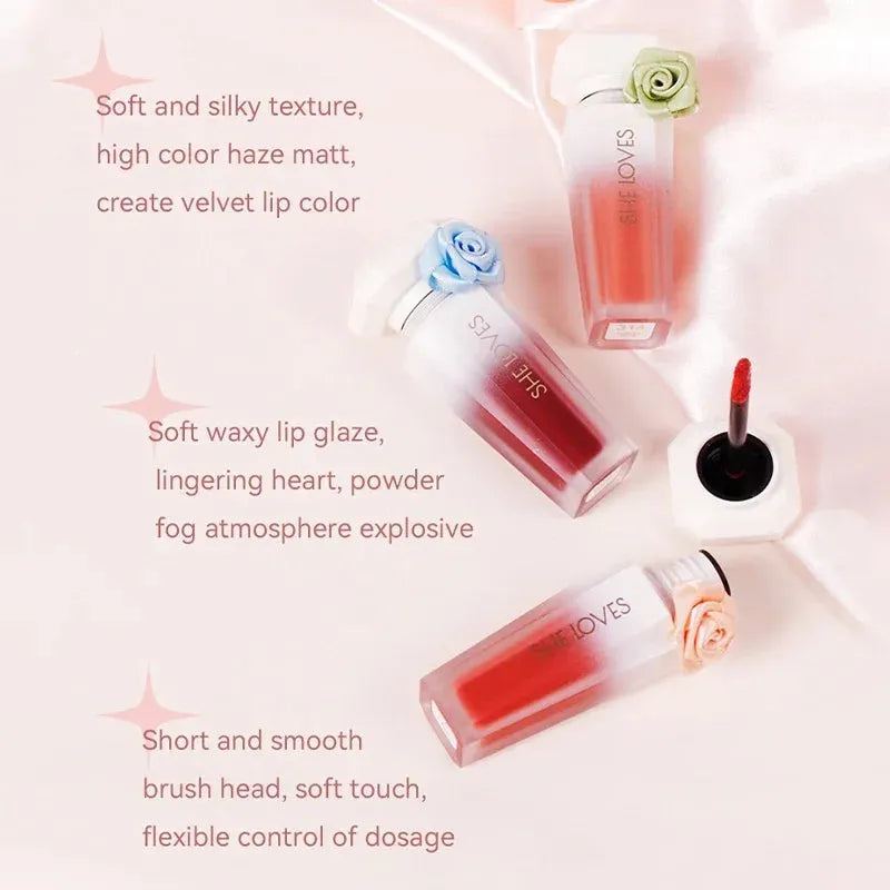 Matte Lipstick Long Lasting Lipstick Rose Silky Lip Tint Oil Moisturizing Lipstick