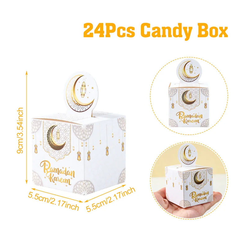 EID Mubarak Decor Triangle Candy Boxes Ramadan Decor 2025 Gift Box Ramadan Kareem Islamic Muslim Party Eid Al Adha Gifts