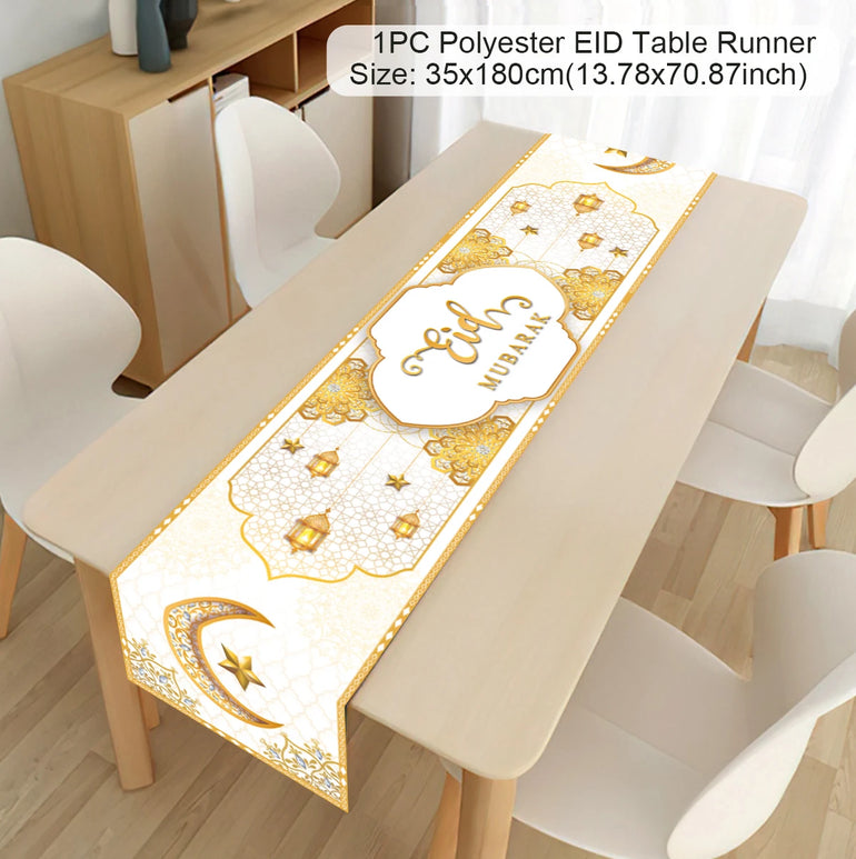 Ramadan Decoration Table Runner EID Mubarak Decor 2025 For Home Tablecloth Ramadan Kareem Islamic Muslim Party Eid Al-Fitr Gifts