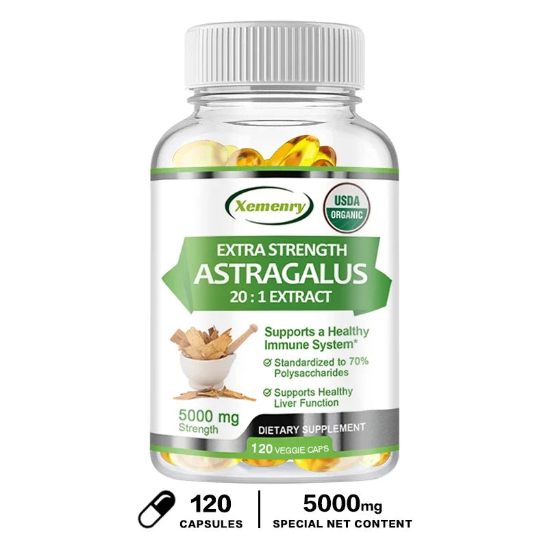 Natural Astragalus Root, 5000mg Traditional Immune Support, Non-GMO Project Verified, Vegan, 120 Capsules