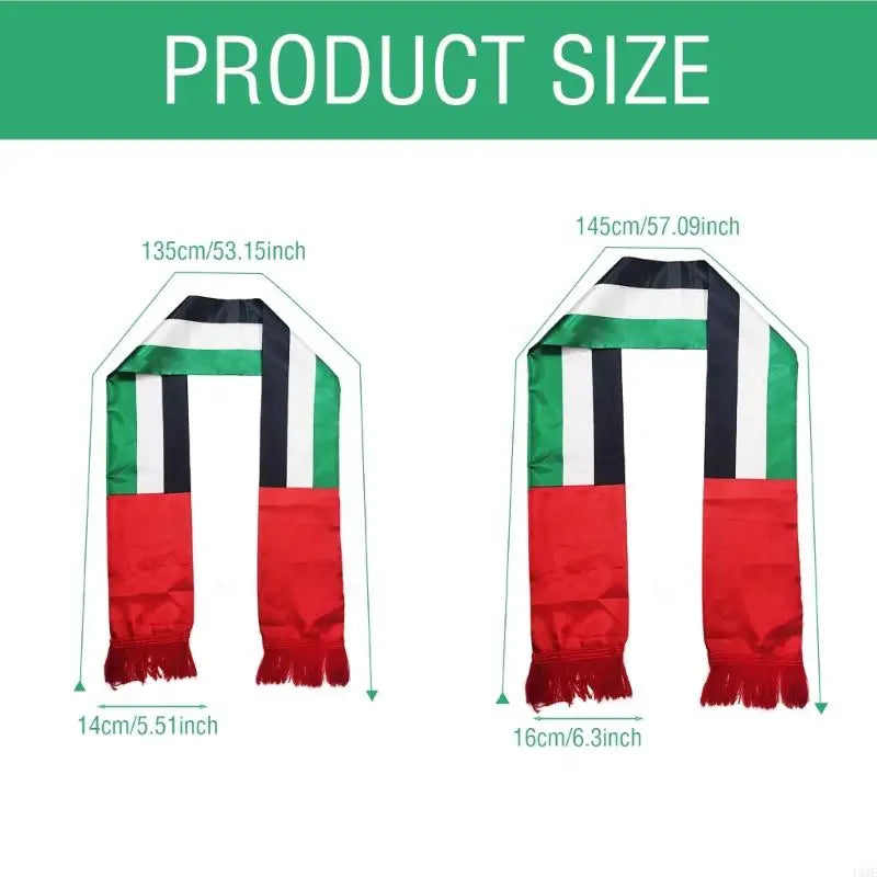 49ME Double Sided UAE Flags Scarf All Age Sport Accessories United Arab Emirates National Flags Scarf for Holiday Decors