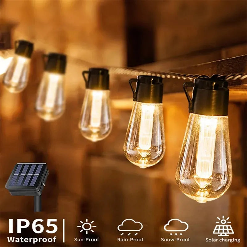 LED Solar Fairy String Lights Outdoor Christmas Decoration Bulb IP65 Waterproof S14 Solar LED Lights Holiday Garland For Garden