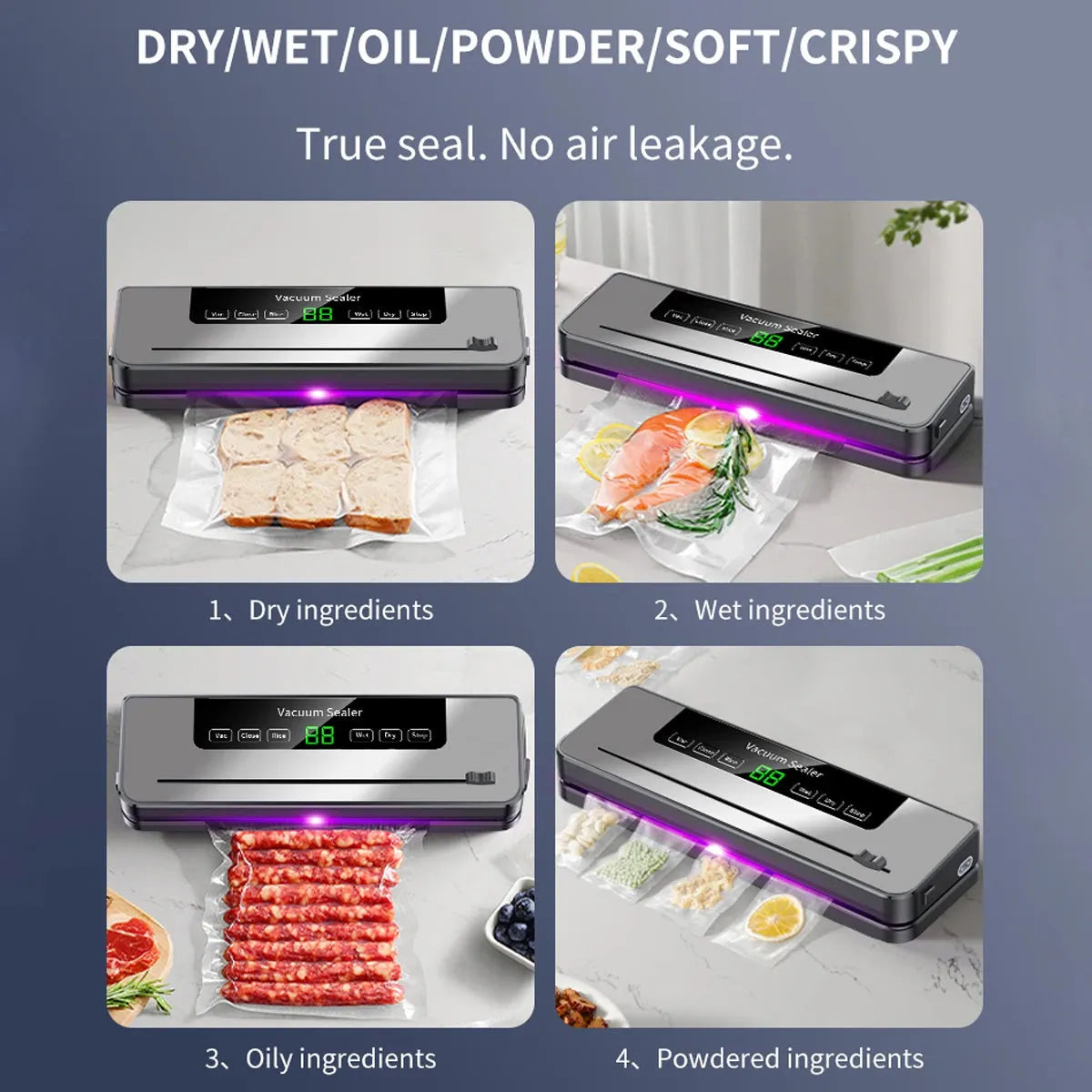 Vacuum Sealer Machine Dry/Wet Food Vacuum Sealer With UV Sterilization For Food Storage And Sous Vide Cooking Built-in Cutter